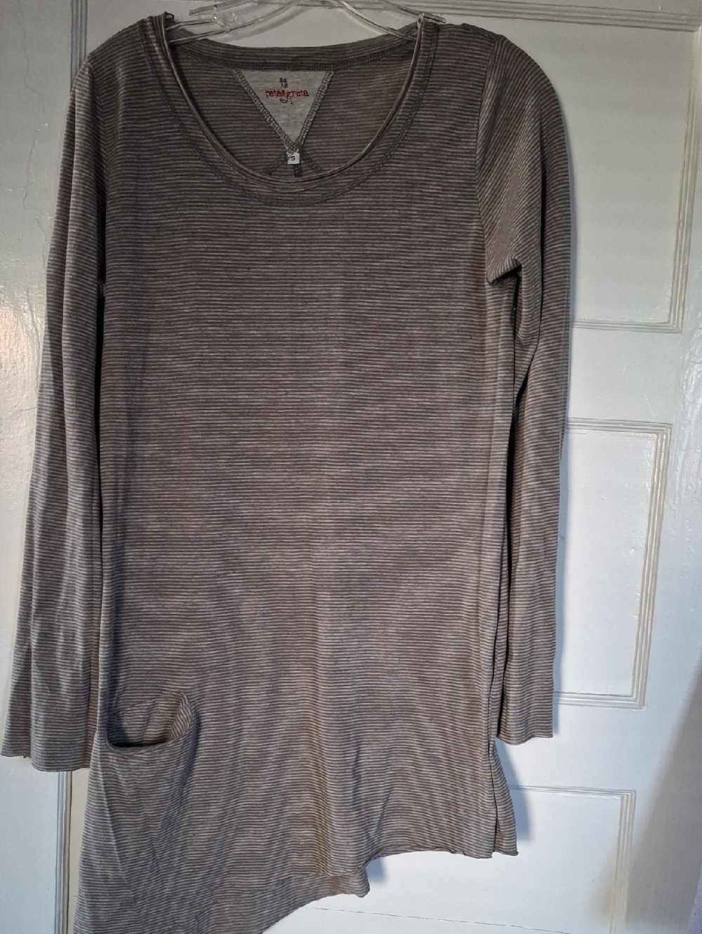 Nomark Long Sleeve Striped Tunic Top in Gray